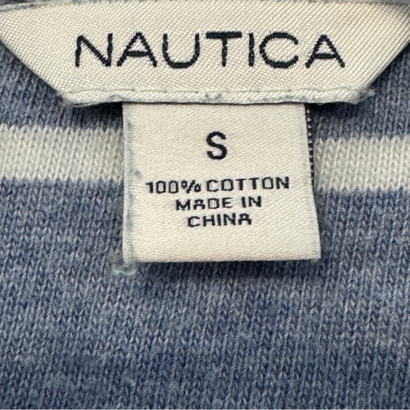 Nautica Women’s Small Striped Cotton Knit Blazer Blue White Casual Jacket - Picture 5 of 6